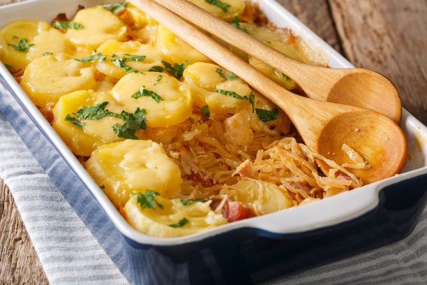 Sauerkrautauflauf mit Kartoffeln