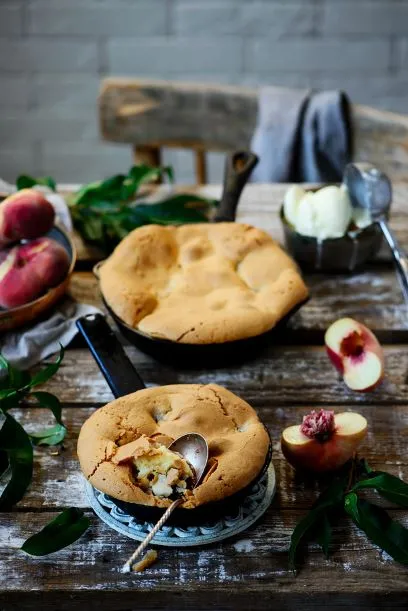 Grießsouffle mit Pfirsichen Grießsouffle mit Pfirsichen