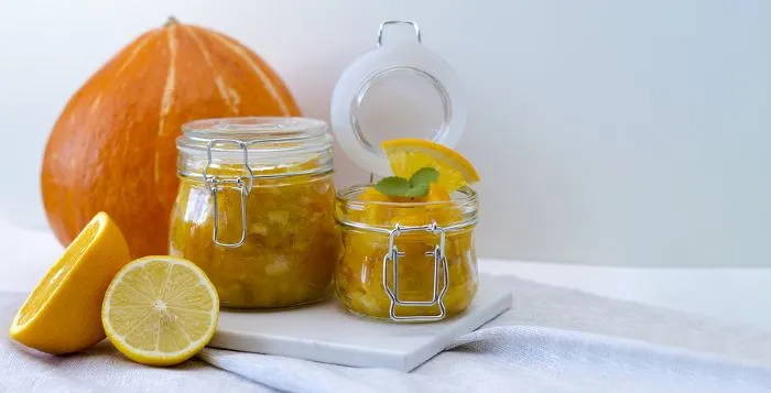 Kürbismarmelade mit Orange und Zitrone Kürbismarmelade mit Orange und Zitrone
