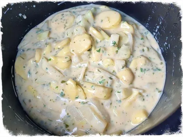 Bechamelkartoffeln mit Kohlrabistiften Erinnerungen an Omas Küche ein einfaches und günstiges Rezept.